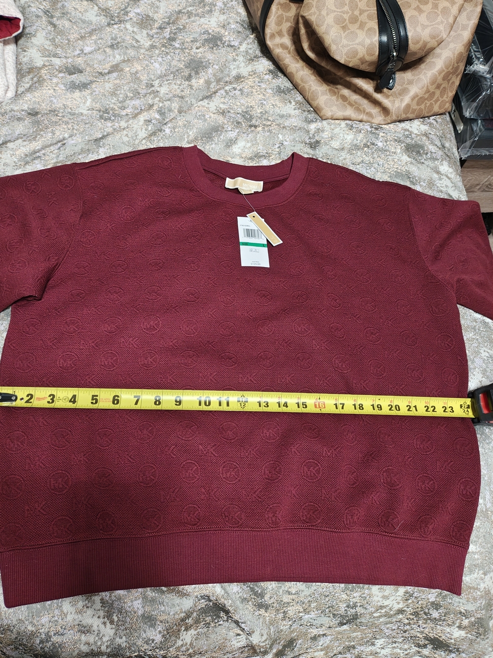 Michael Kors Women's Burgundy Embossed Crewneck Sweater